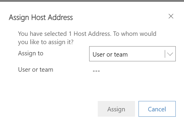 Screenshot of assign host address prompt