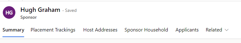 Screenshot of the full host record