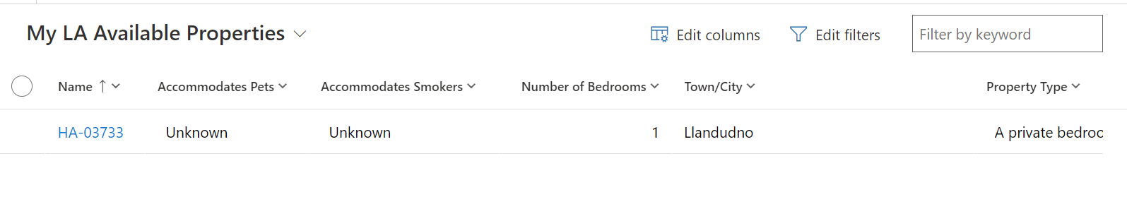 Screenshot of LA new / pending properties with My LA available view