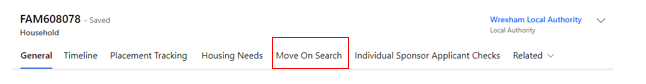 Screenshot of household page with move on search highlighted