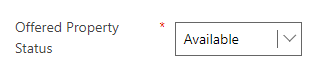 Screenshot of Offered Property Status drop down set to Available