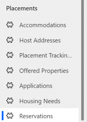 Screenshot of reservation selected in navigation bar