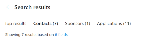Screenshot of search results display field
