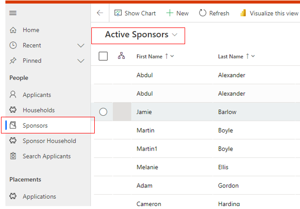 Image of sponsor tab in active sponsors view