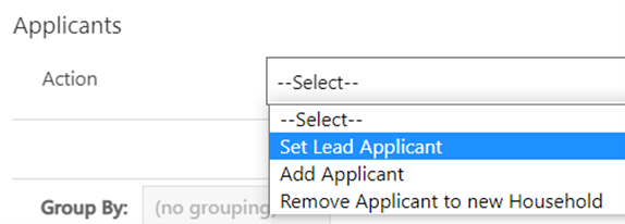 set lead applicant