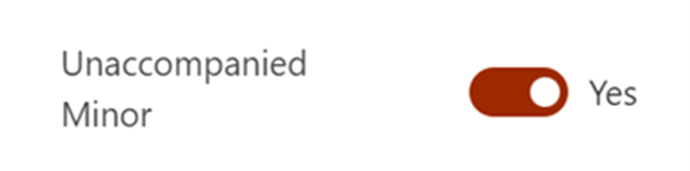Unaccompanied Minor toggled to YES
