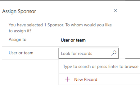 user or team selector